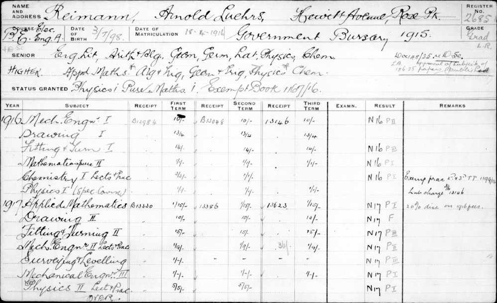 REIMANN, Arnold Luehrs