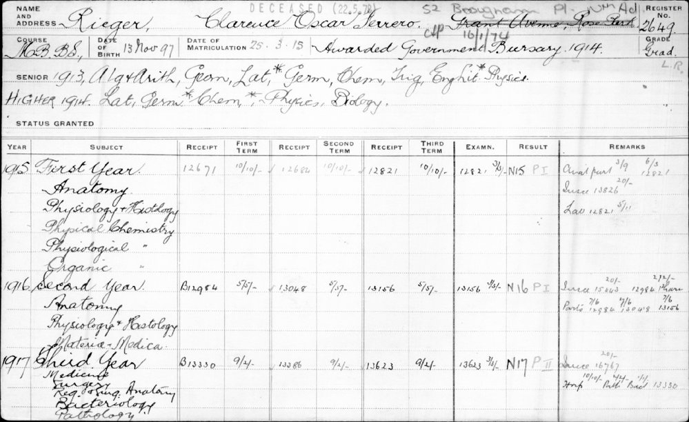 RIEGER, Clarence Oscar Ferrero