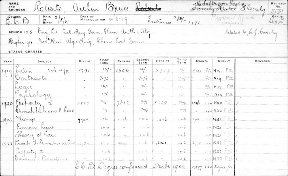 ROBERTS, Arthur Bruce