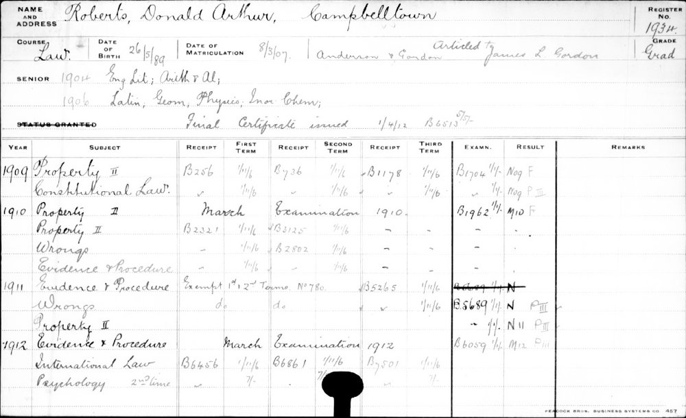 ROBERTS, Donald Arthur