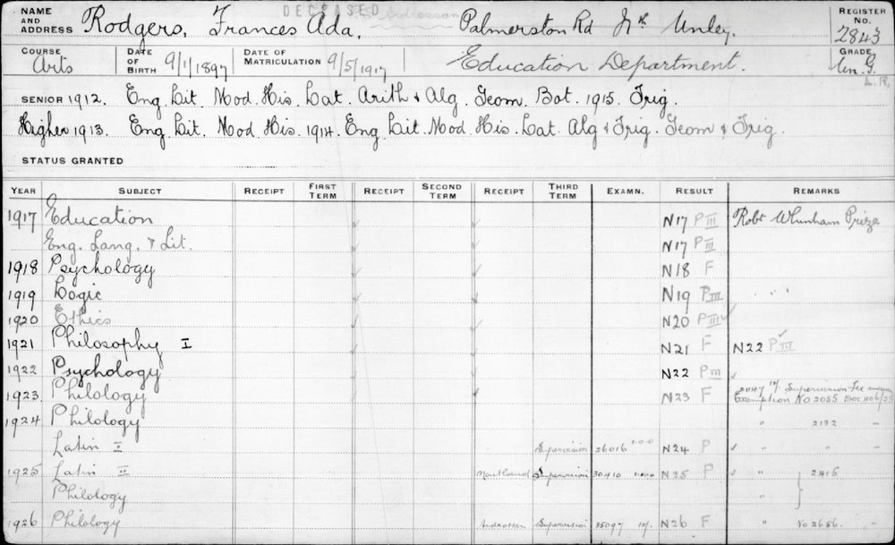 RODGERS, Frances Ada