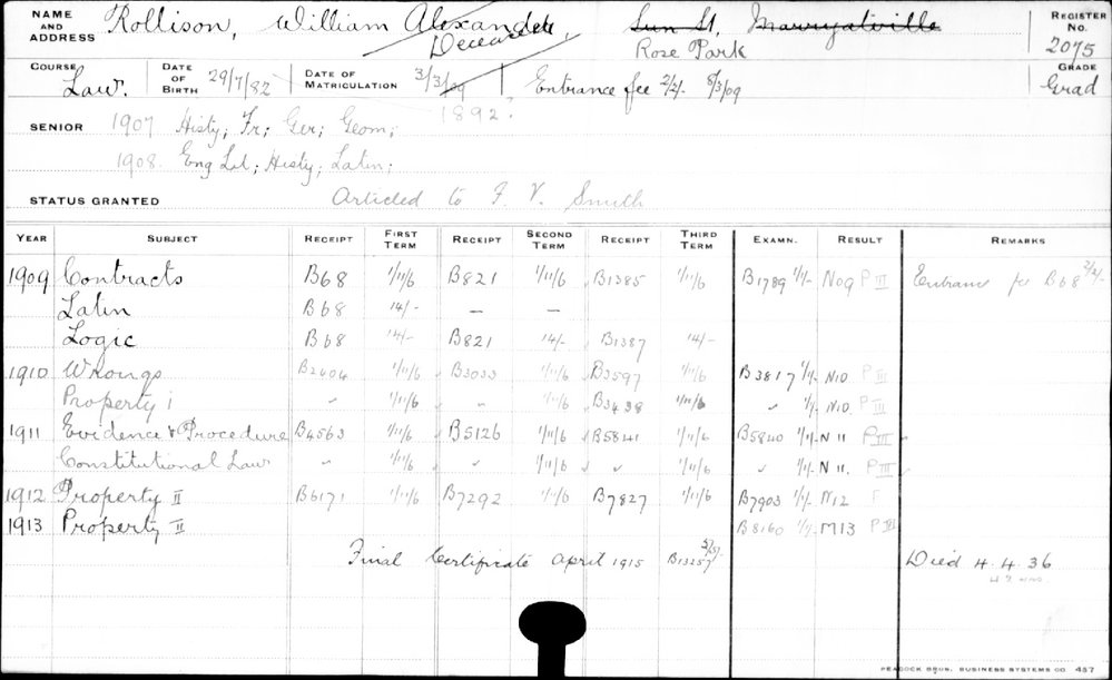 ROLLISON, William Alexander