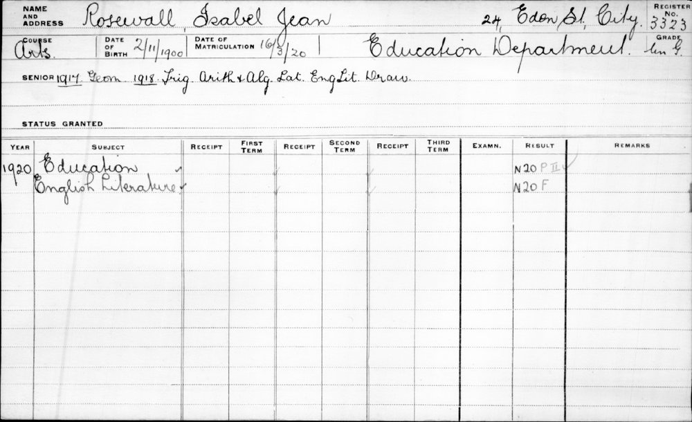 ROSEWALL, Isabel Jean