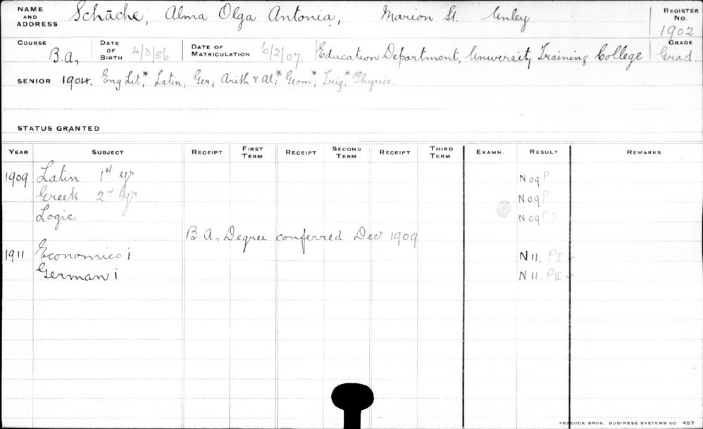 SCHACHE, Alma Olga Antonia