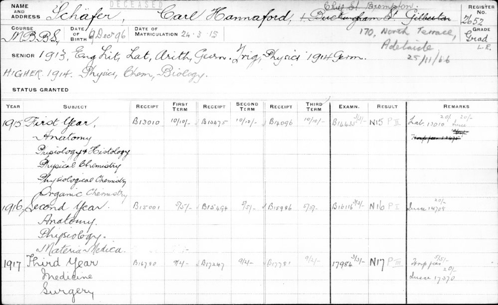 SCHAFER, Carl Hannaford