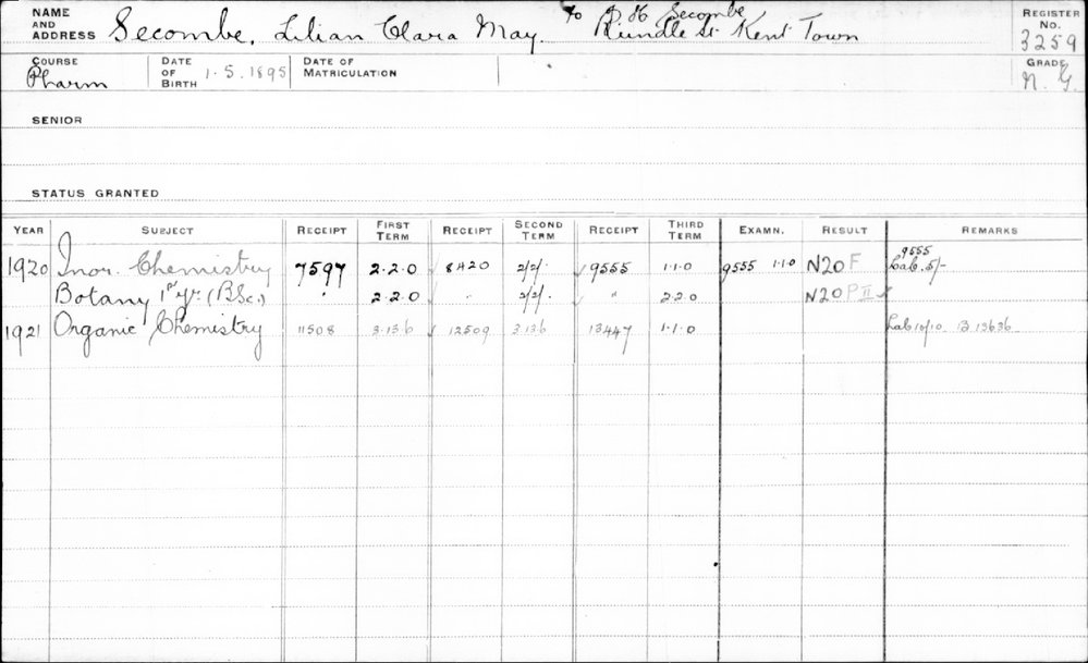 SECOMBE, Lilian Clara May