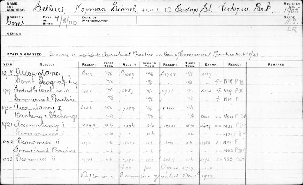 SELLARS, Norman Lionel