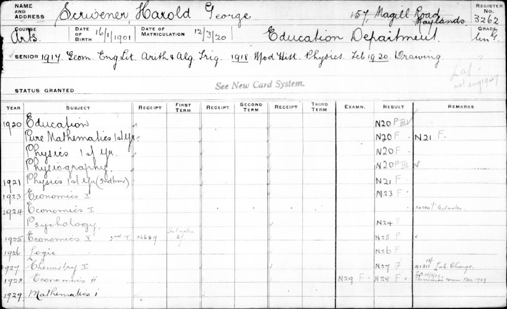 SCRIVENER, Harold George