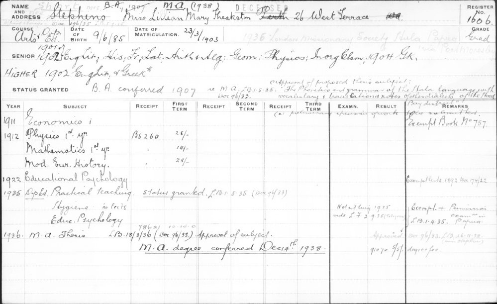 SHORT, Lillian Mary Theakston