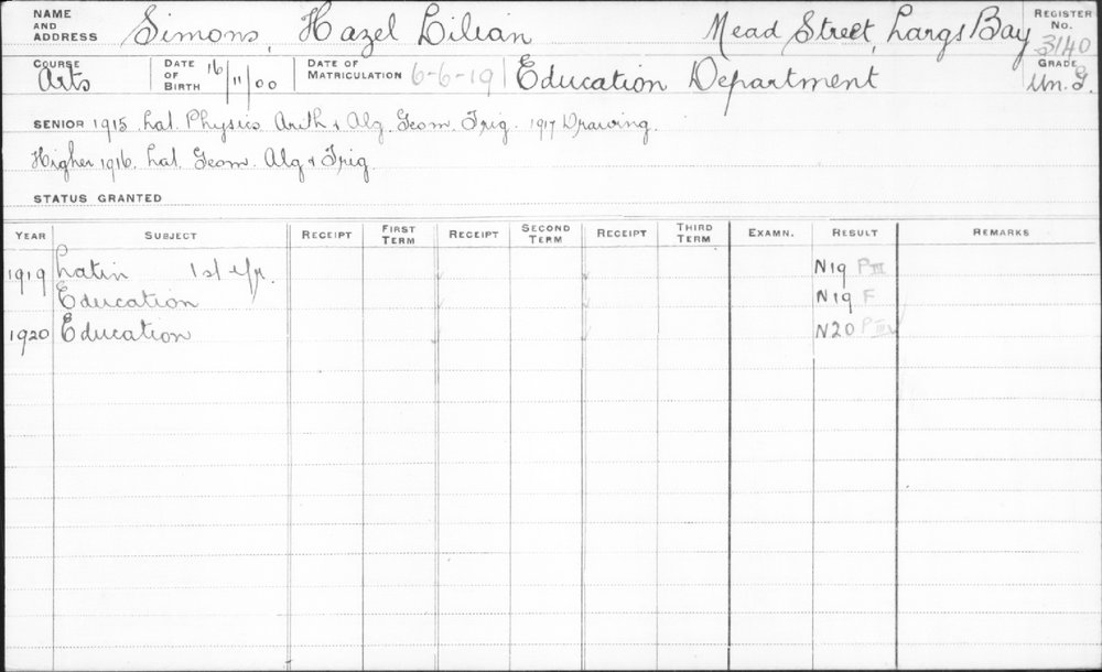 SIMONS, Hazel Lilian