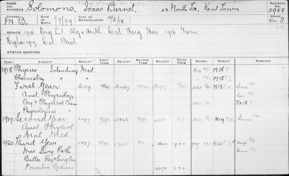SOLOMONS, Isaac Barnet