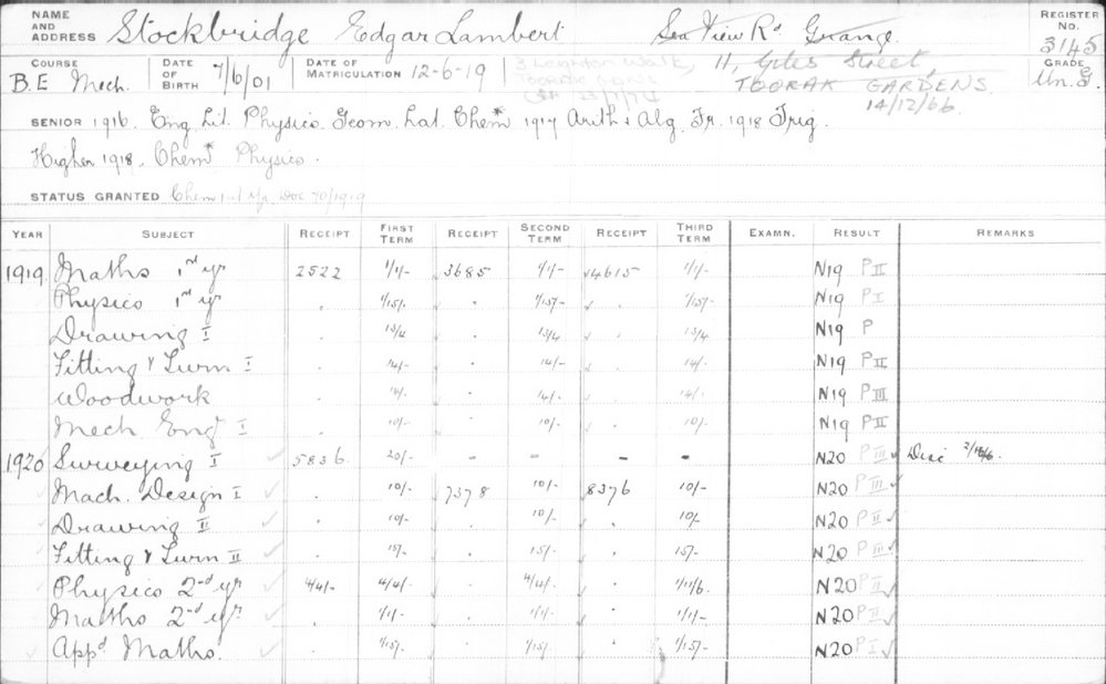 STOCKBRIDGE, Edgar Lambert