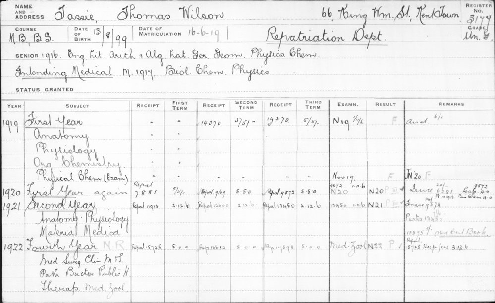 TASSIE, Thomas Wilson