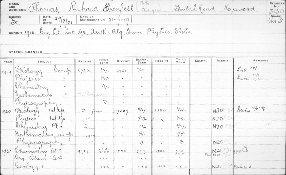 THOMAS, Richard Grenfell