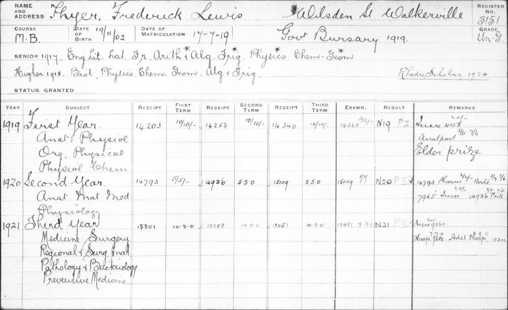 THYER, Frederick Lewis