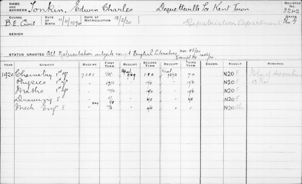 TONKIN, Edwin Charles