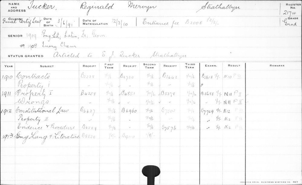 TUCKER, Reginald Mervyn