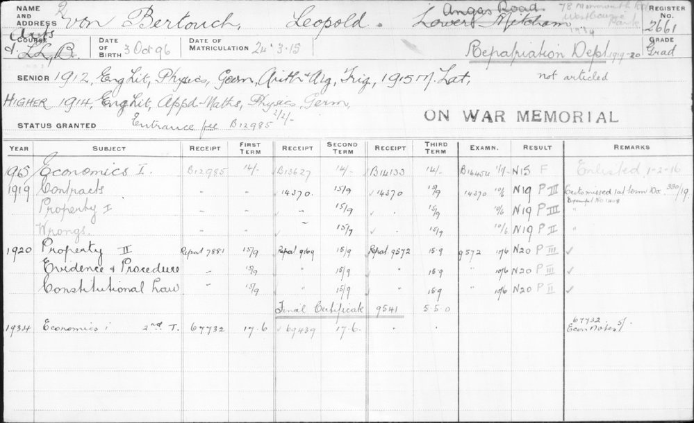 VON BERTOUCH, Leopold