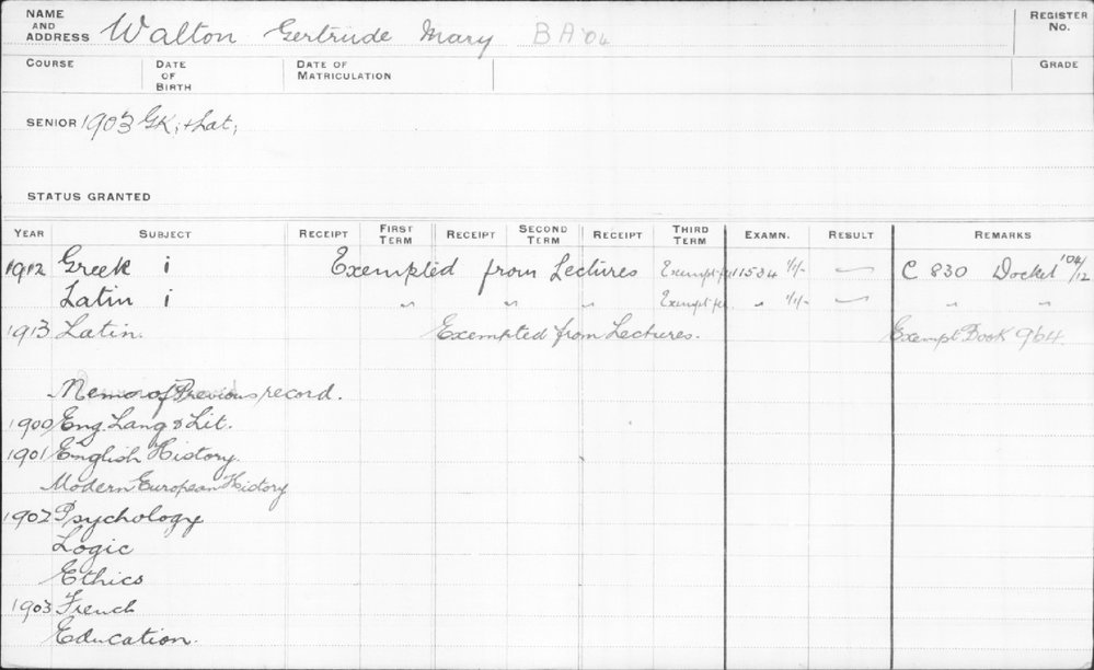 WALTON, Gertrude Mary