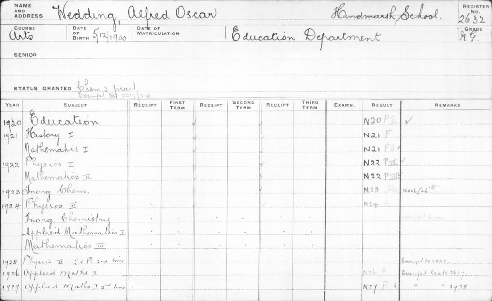 WEDDING, Alfred Oscar