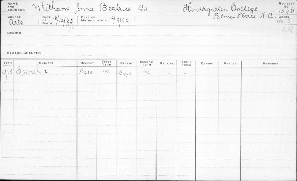 WHITHAM, Annie Beatrice