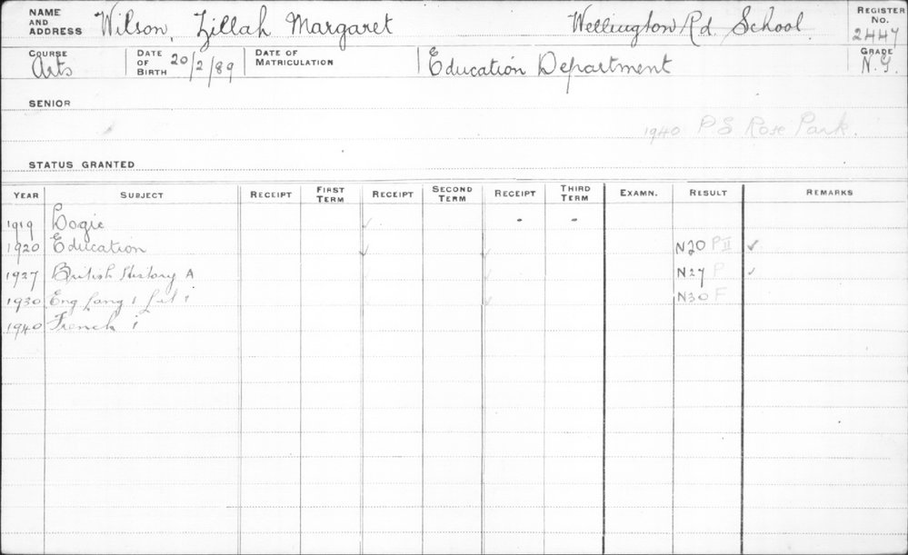 WILSON, Zillah Margaret