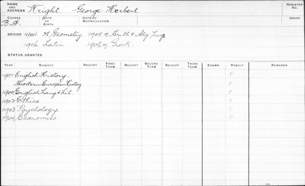 WRIGHT, George Herbert