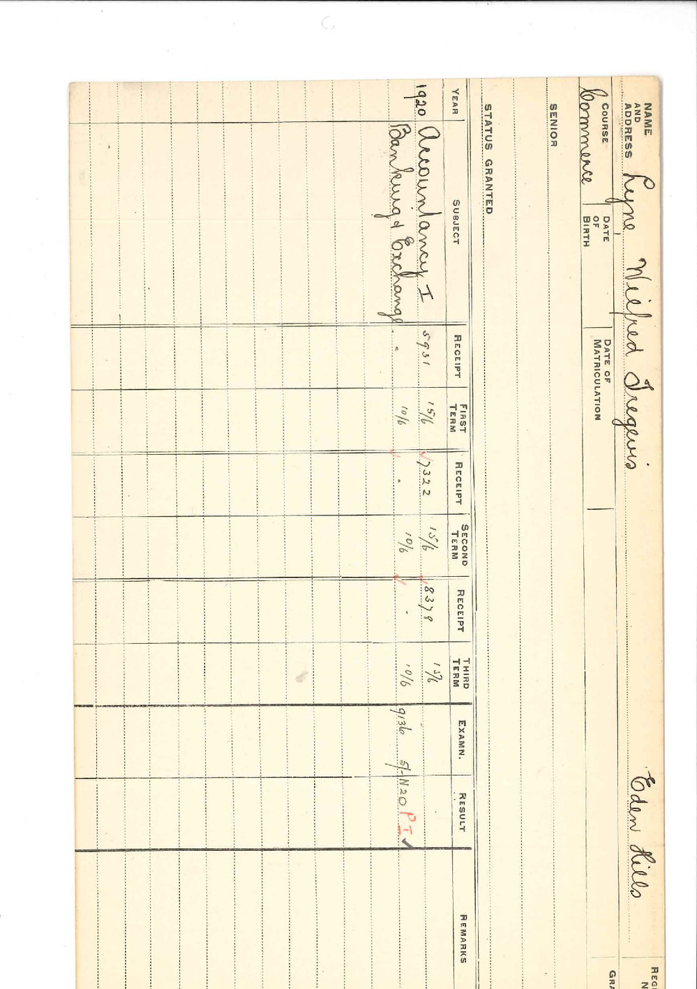 LYNE, Wilfred Tregevis