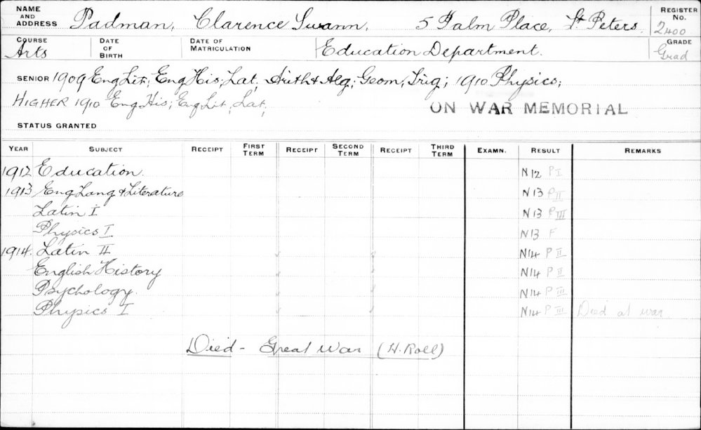 PADMAN, Clarence Swann