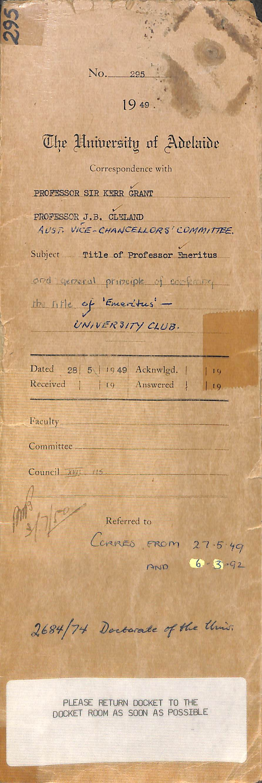 Title of Professor Emeritus