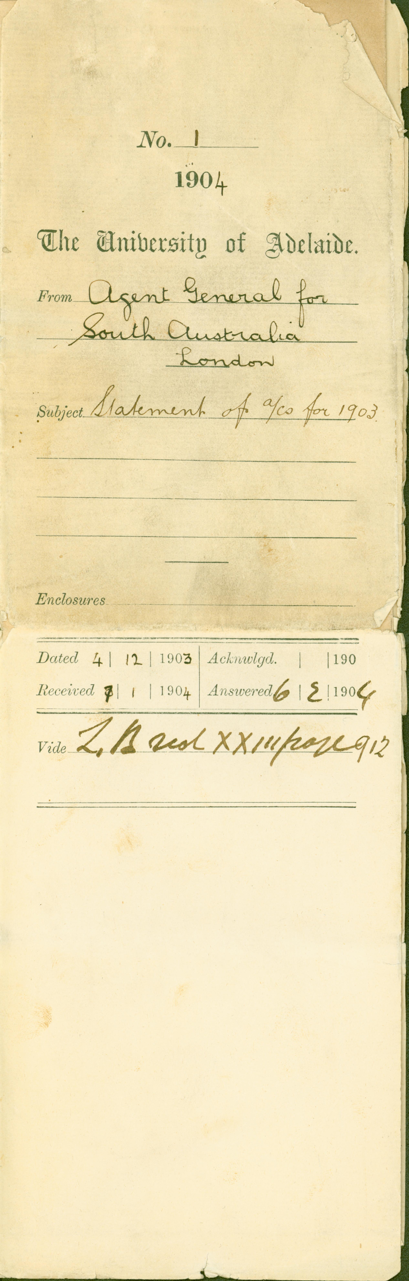 Statement of Accounts for 1903
