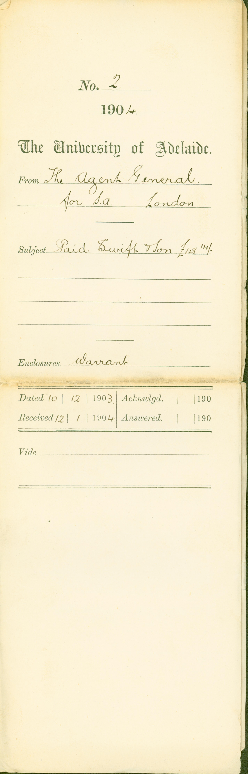 Paid Swift and Son &pound;48-14-0