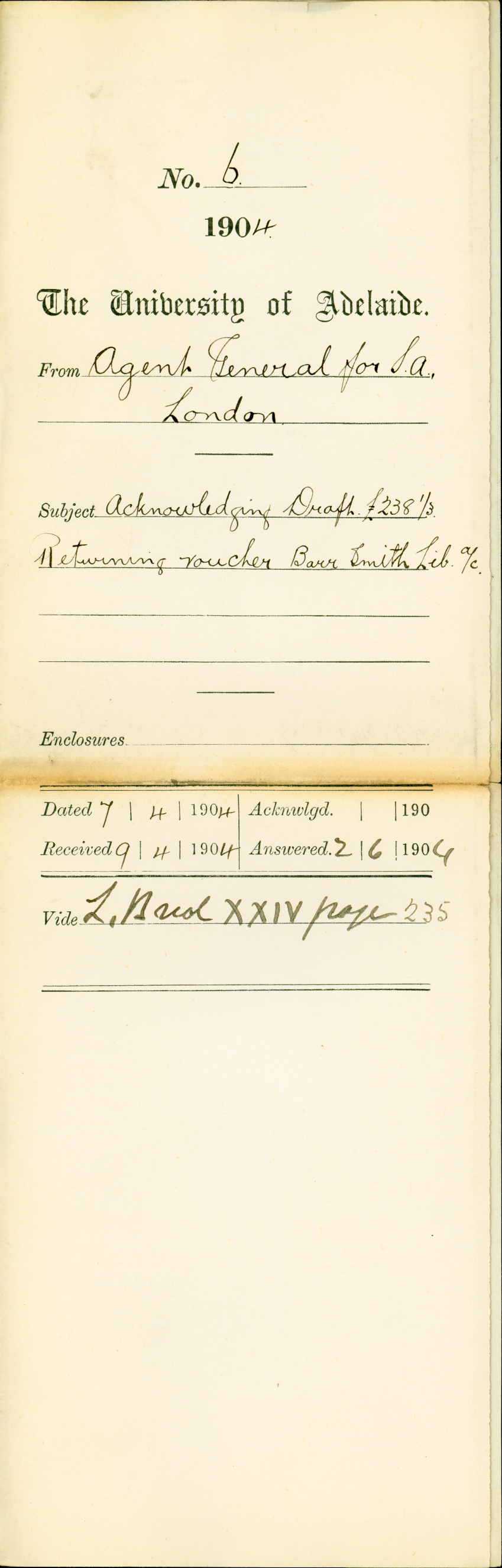 Acknowledging Draft - Returning voucher Barr Smith Library Account