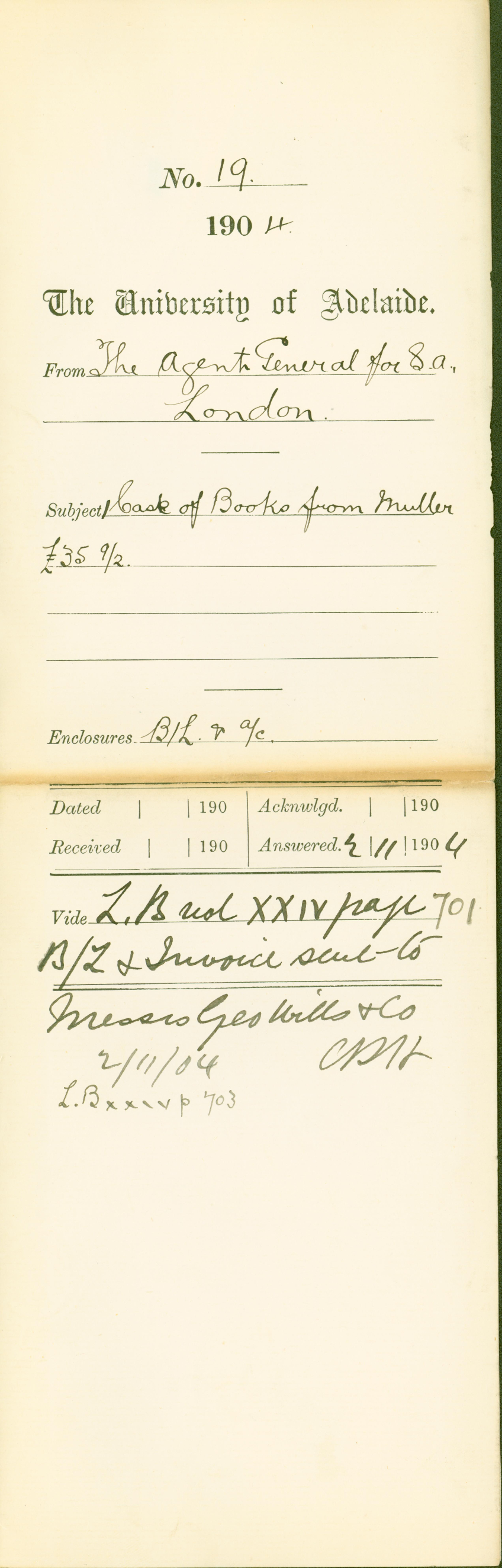 One Case of Books from Muller