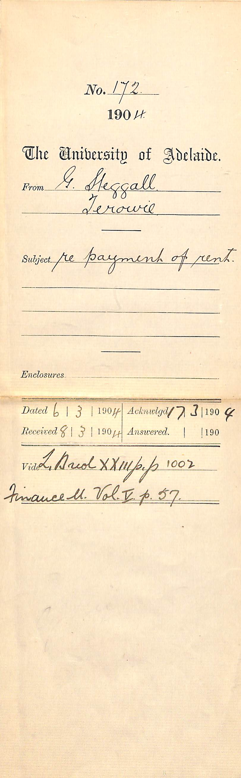 Re payment of rent - Steggall