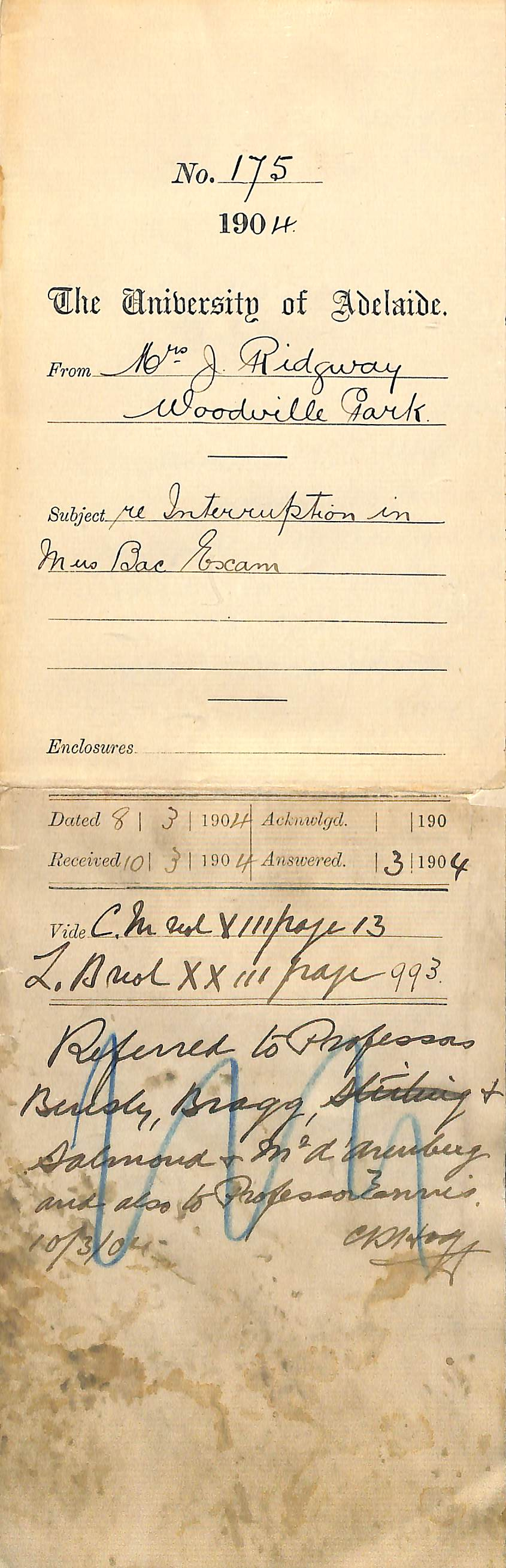 Re Interruption in Mus Bac Exam