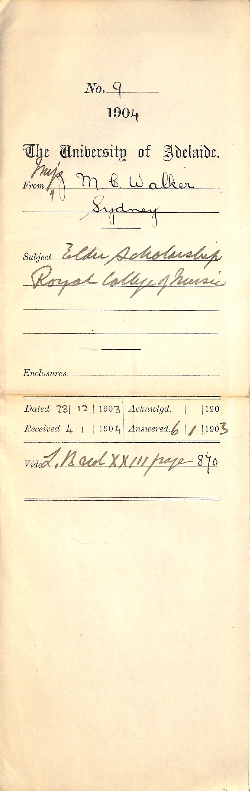 Elder Scholarship at the Royal College of Music