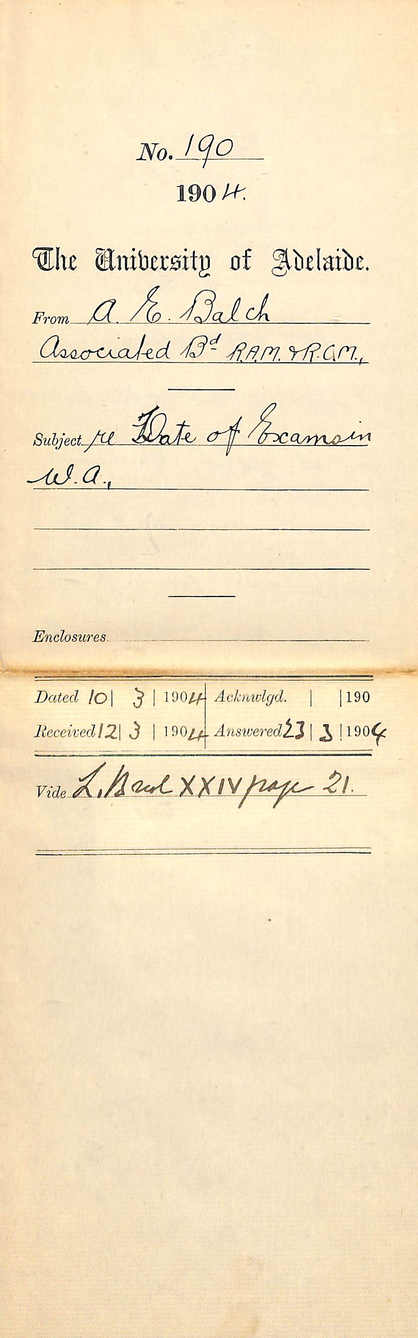 Re date of exams in WA