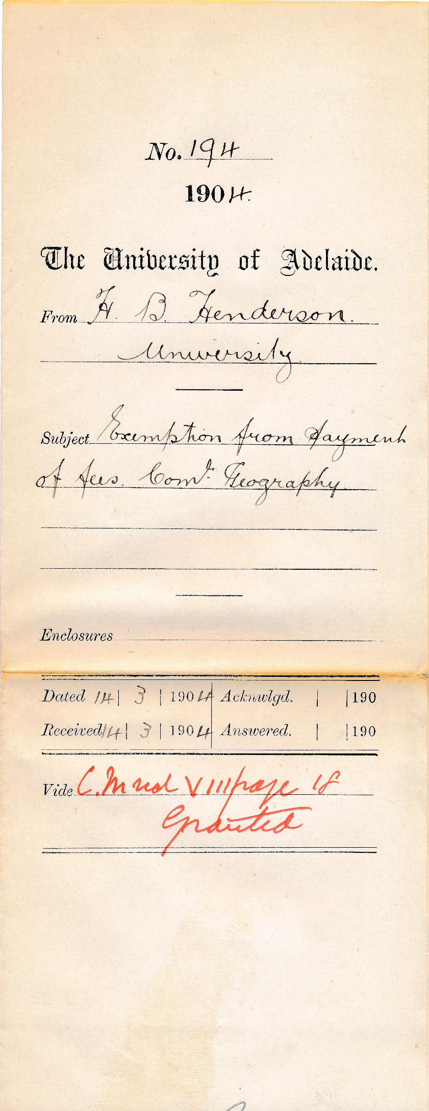 Exemption from payment of fees Commercial Geography