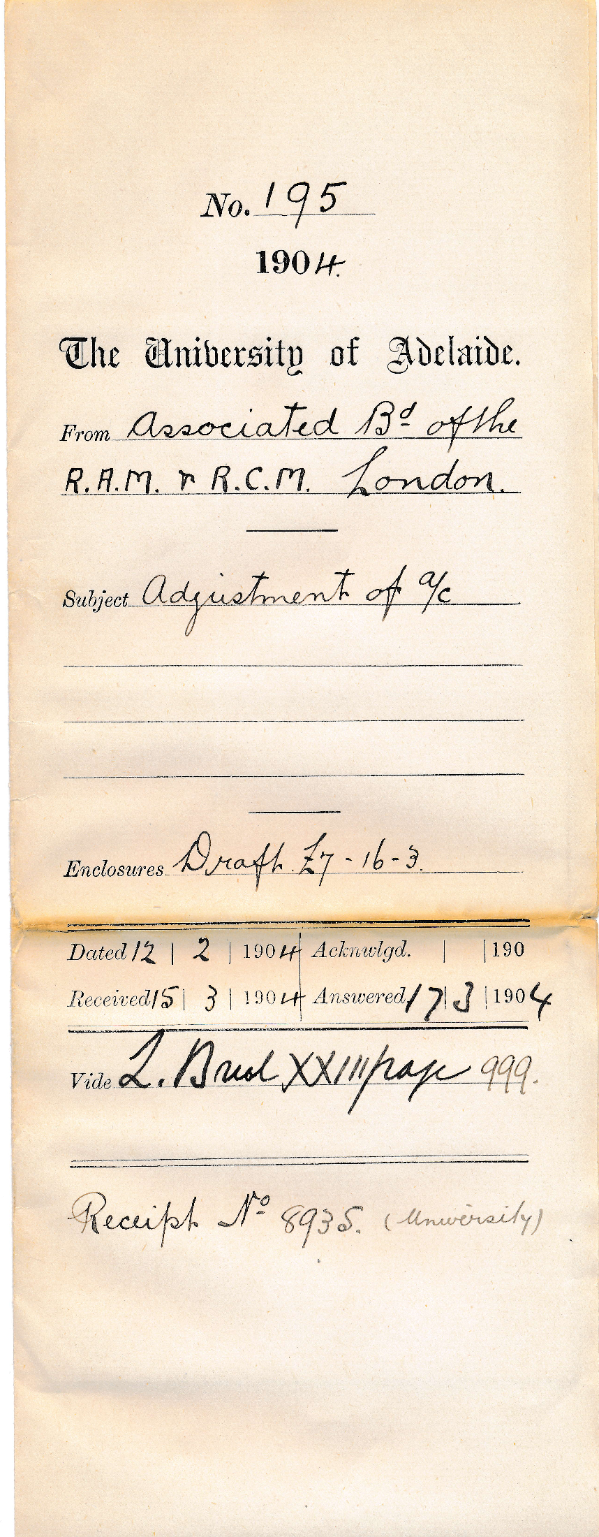 Adjustment of Account