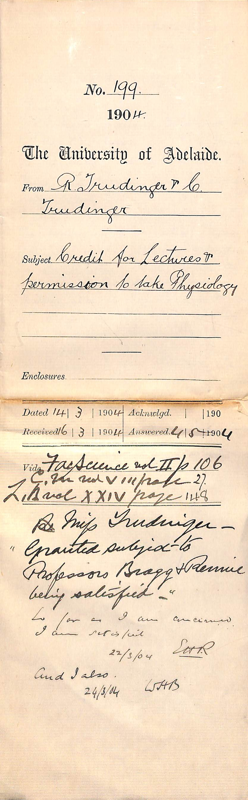 Credit for Lectures and permission to take Physiology