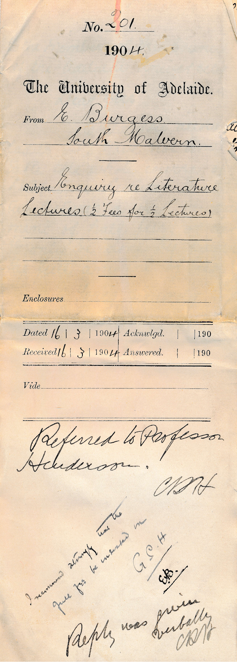 Enquiry re Literature lectures half fees for half lectures