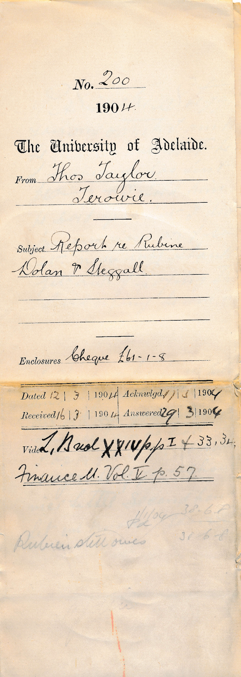 Report re Rubine Dolan &amp; Steggall