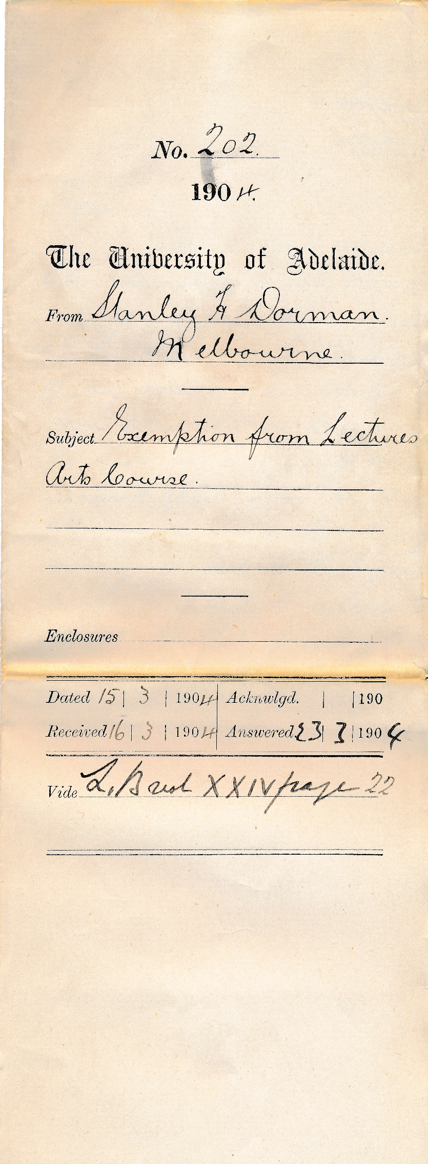 Exemption from Lectures Arts Courses