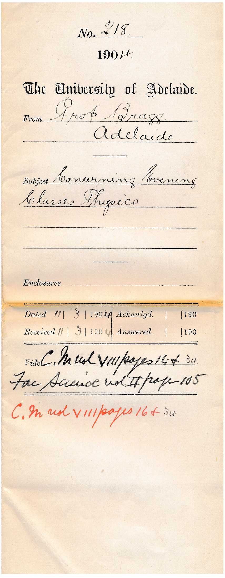 Concerning Evening Classes Physics