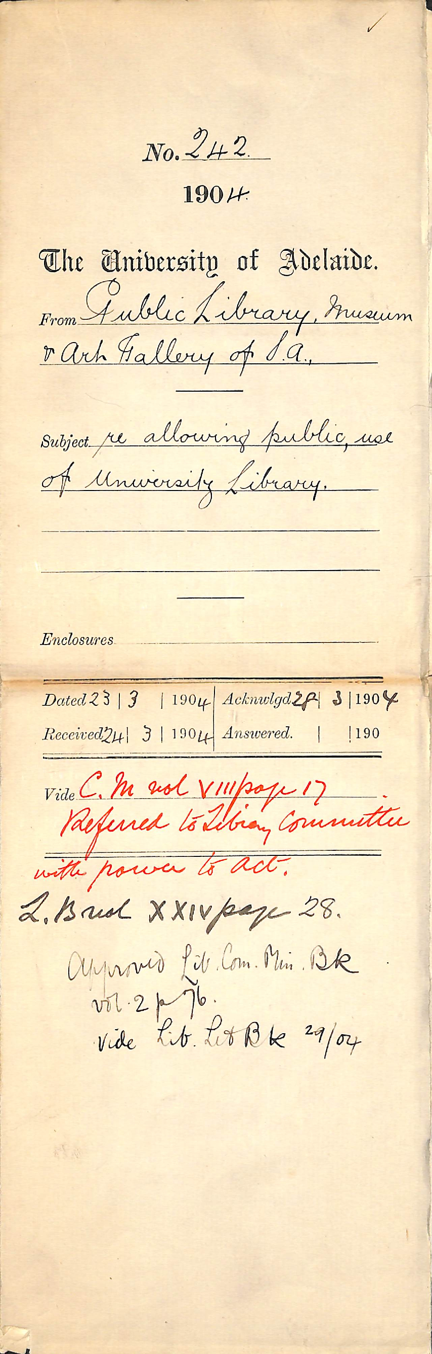 Re Allowing public use of Uni Library