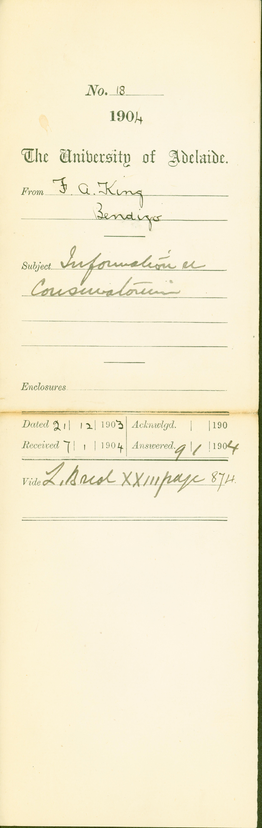 Information re Conservatorium