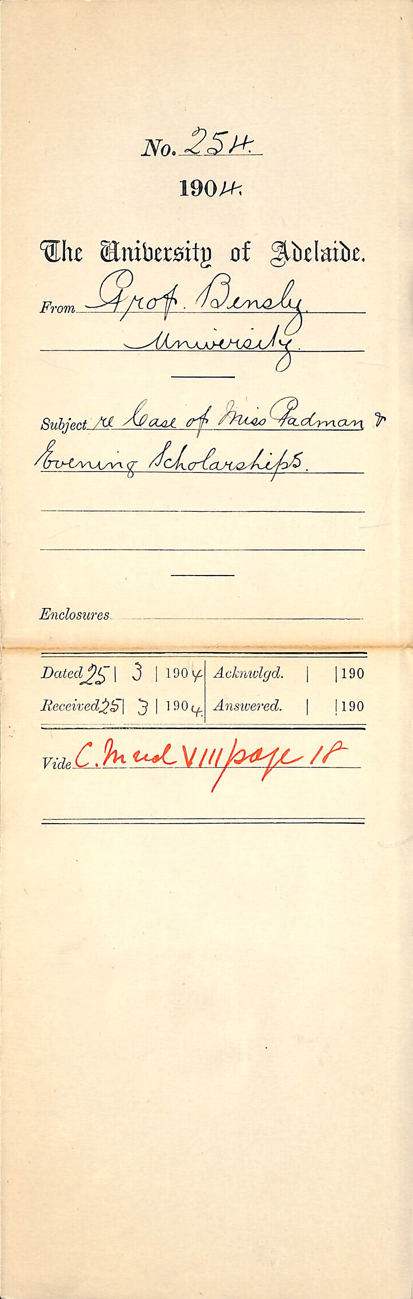 Re case of Miss Padman and Evening Scholarships