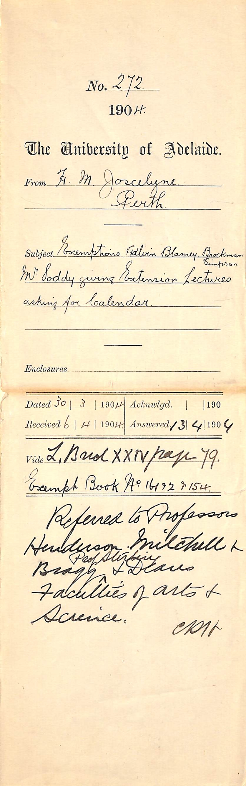 Exemptions Galvin Blamey Brockman and Simpson - Mr Soddy extension lectures