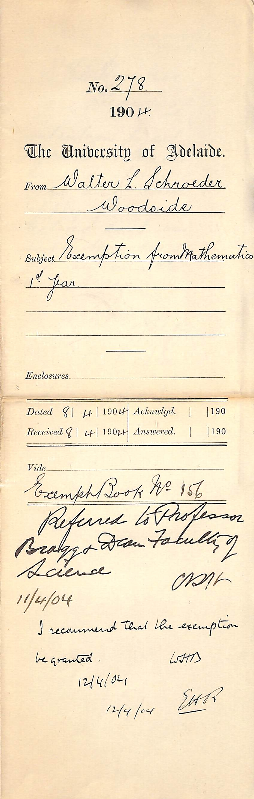 Exemption from Mathematics 1st Year